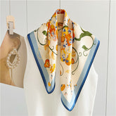 Elegant Iris Print mulberry silk scarf/65CM 100% mulberry silk scarf/Silk shawl/Gift for her