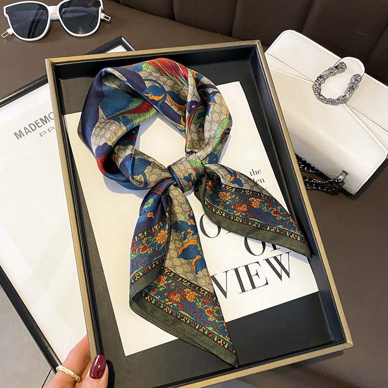 Vintage Peacock Pattern mulberry silk scarf/65CM 100% mulberry silk scarf/Silk shawl/Gift for her