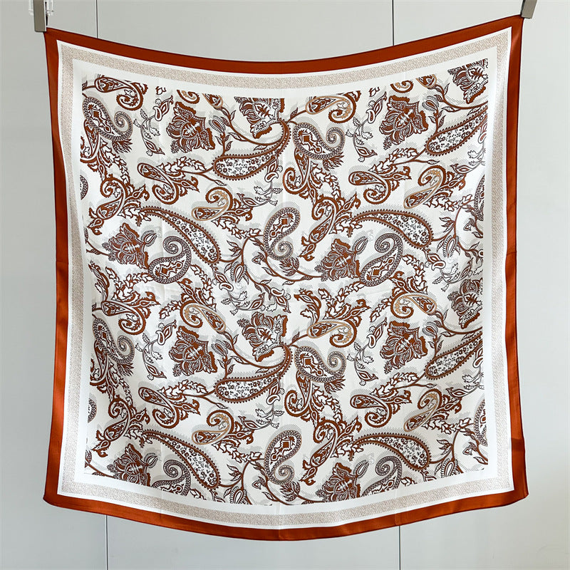 Amber Paisley – 100% Silk Crepe de Chine Scarf 90cm