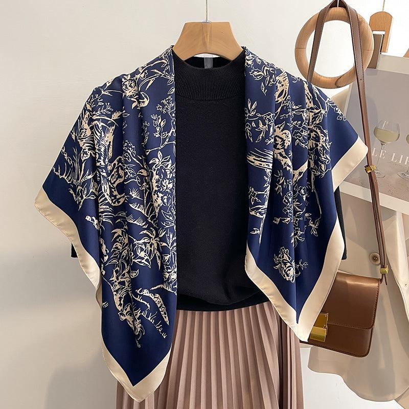 Seidenschal Pferd/Großer quadratischer Schal/Seidentwill-Satin/9090 cm/Seidenschal/Seidenbandana/Großer Satinschal/Geschenk für Sie/Muttertagsgeschenke