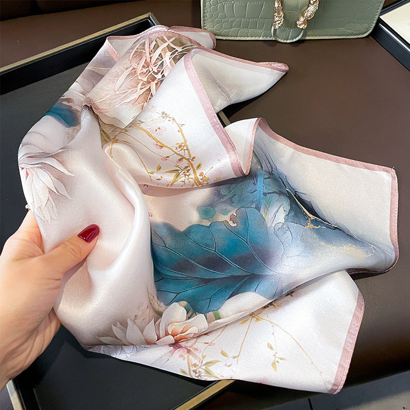 Chinese ink and peony Pattern silk scarf for men/100% mulberry Silk Scarf/Silk head scarf/Silk hair scarf/Silk neck scarf/Silk bandana