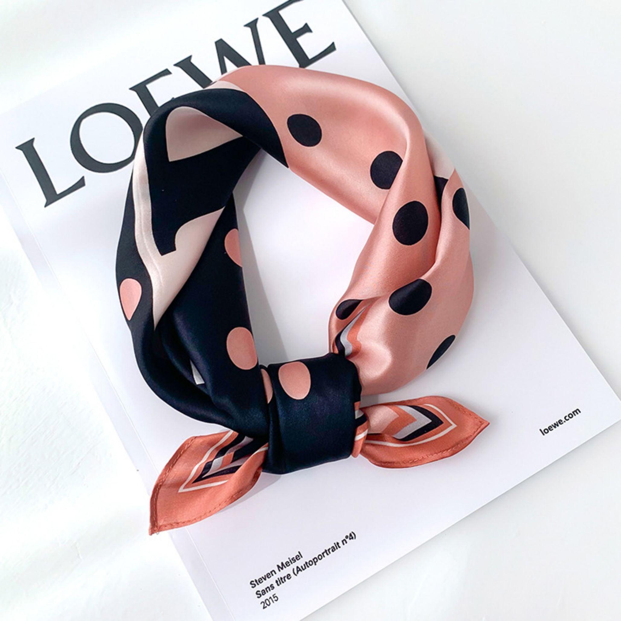 Schal aus 100 % Maulbeerseide/Kopftuch aus Seide/Haarschal aus Seide/Halstuch aus Seide/Muttertagsgeschenke/Taschenaccessoire/Geschenk für Sie/Bedruckte Polka Dots