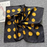 53×53cm Polka Dot Silk Square Scarf – 14mm Mulberry Silk, Hand-Rolled Edges
