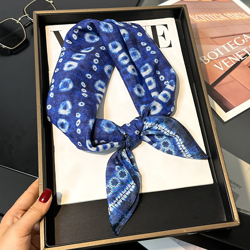 Shibori Silk Cotton Scarf 70cm – Lightweight Summer Giftable Scarf