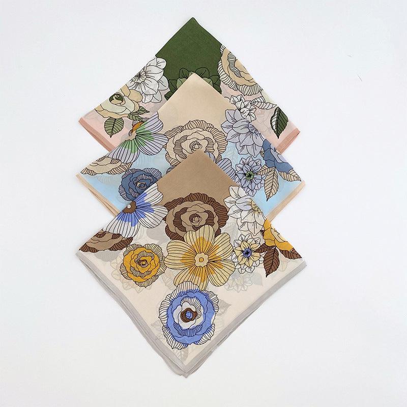 Light Color Flowers 100% mulberry Silk Scarf/Silk head scarf/Silk hair scarf/Silk neck scarf/Mother&