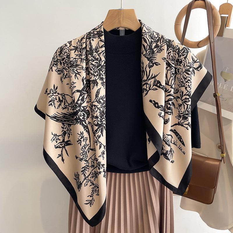 Seidenschal Pferd/Großer quadratischer Schal/Seidentwill-Satin/9090 cm/Seidenschal/Seidenbandana/Großer Satinschal/Geschenk für Sie/Muttertagsgeschenke