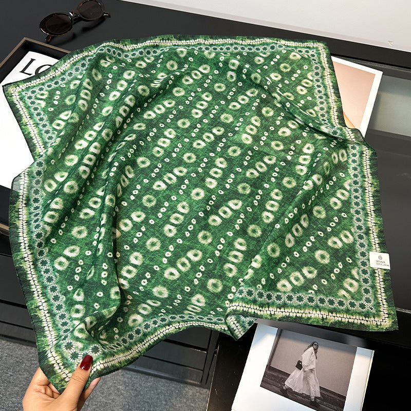 Shibori Silk Cotton Scarf 70cm – Lightweight Summer Giftable Scarf