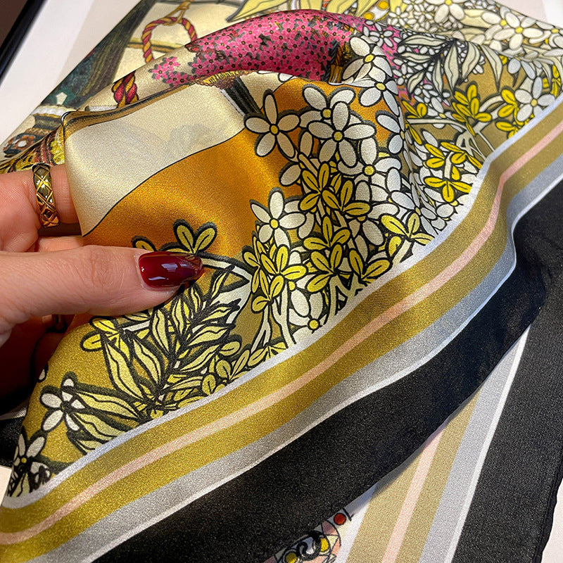 Botanical Gardens mulberry silk scarf/65CM 100% mulberry silk scarf/Silk shawl/Gift for her