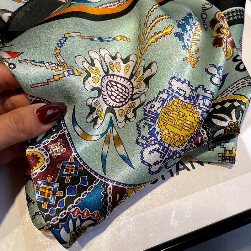 Horse Flower Pattern mulberry silk scarf/65CM 100% mulberry silk scarf/Silk shawl/Gift for her