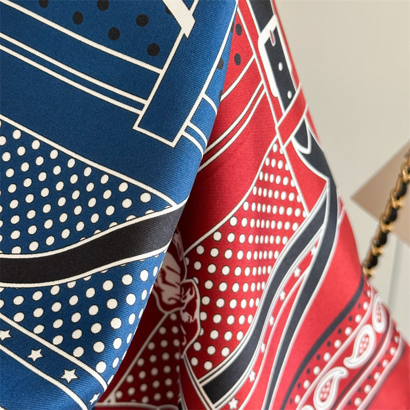Red & Blue Harness – 100% Silk Twill Scarf 90cm