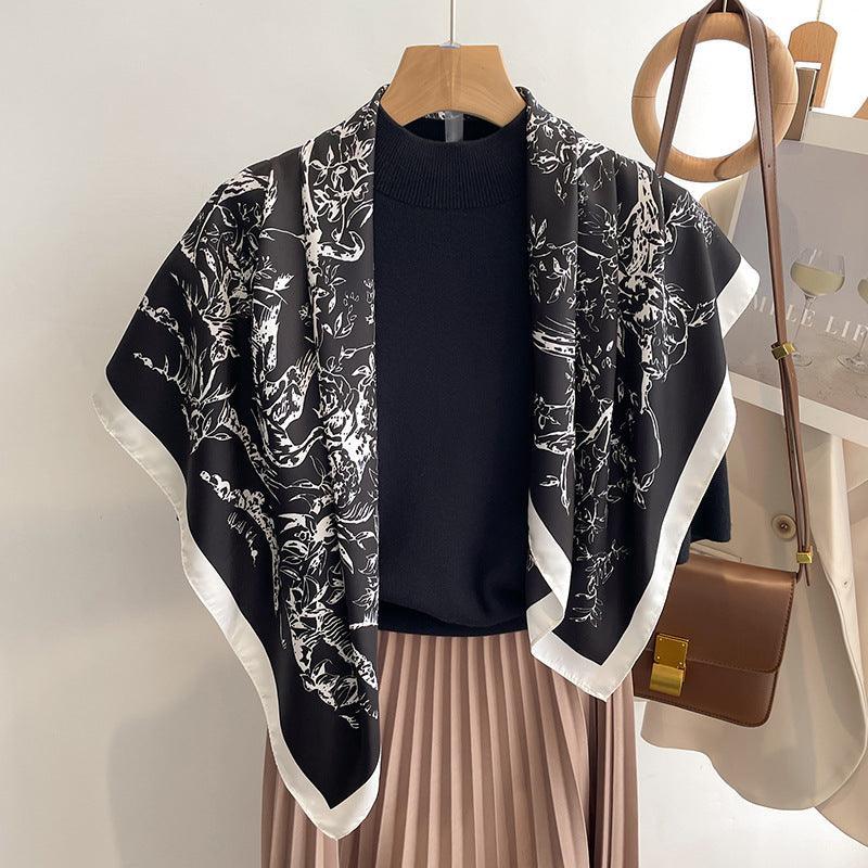 Seidenschal Pferd/Großer quadratischer Schal/Seidentwill-Satin/9090 cm/Seidenschal/Seidenbandana/Großer Satinschal/Geschenk für Sie/Muttertagsgeschenke