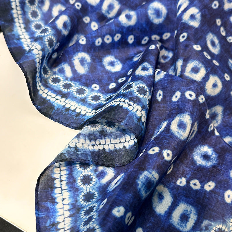 Shibori Silk Cotton Scarf 70cm – Lightweight Summer Giftable Scarf