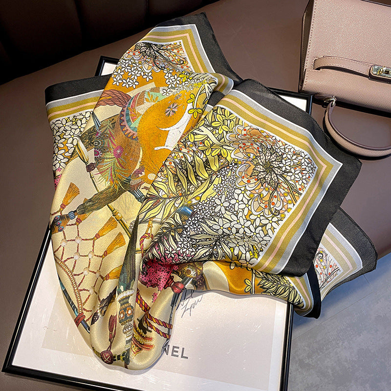 Botanical Gardens mulberry silk scarf/65CM 100% mulberry silk scarf/Silk shawl/Gift for her