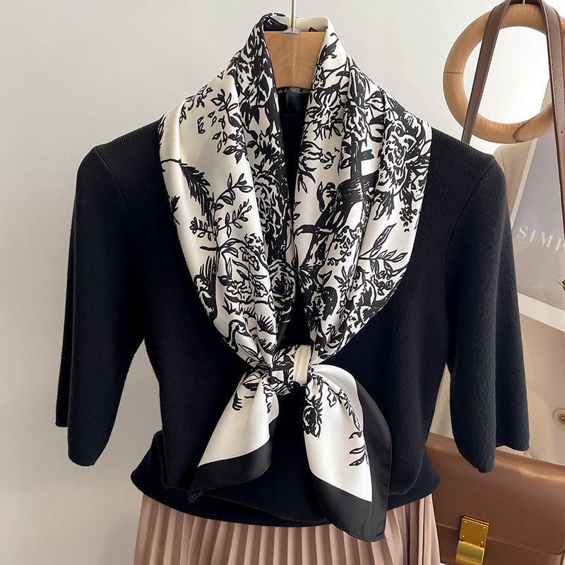 Seidenschal Pferd/Großer quadratischer Schal/Seidentwill-Satin/9090 cm/Seidenschal/Seidenbandana/Großer Satinschal/Geschenk für Sie/Muttertagsgeschenke