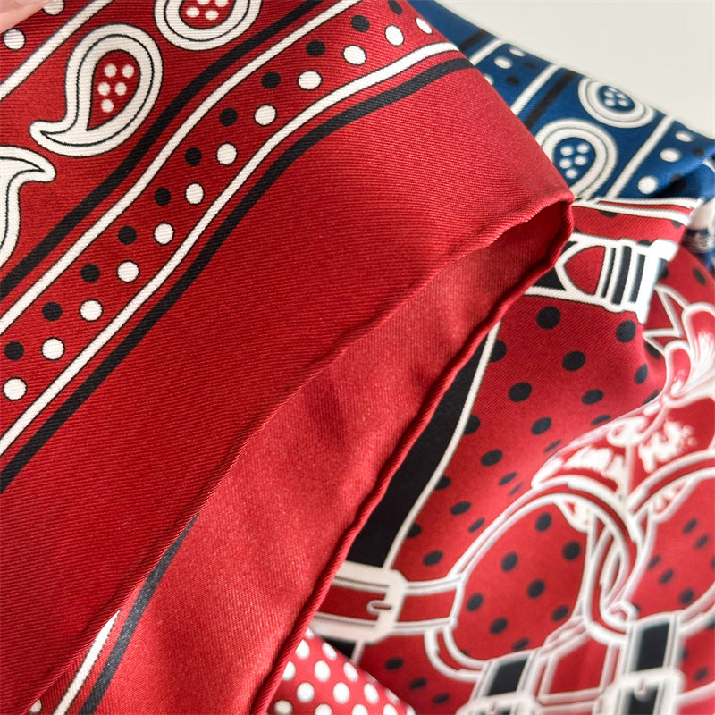 Red & Blue Harness – 100% Silk Twill Scarf 90cm