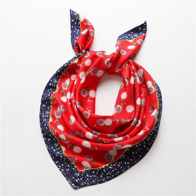 Grenn Small Flora 70cm quadratischer Schal, strukturierter Seidenschal, Sonnenschutz-Seidenschal, Halstuch, Satinschal, Geschenk