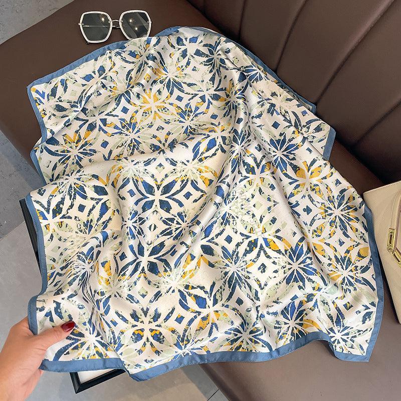 Minimalist Broken Flower mulberry silk scarf/65CM 100% mulberry silk scarf/Silk shawl/Gift for her