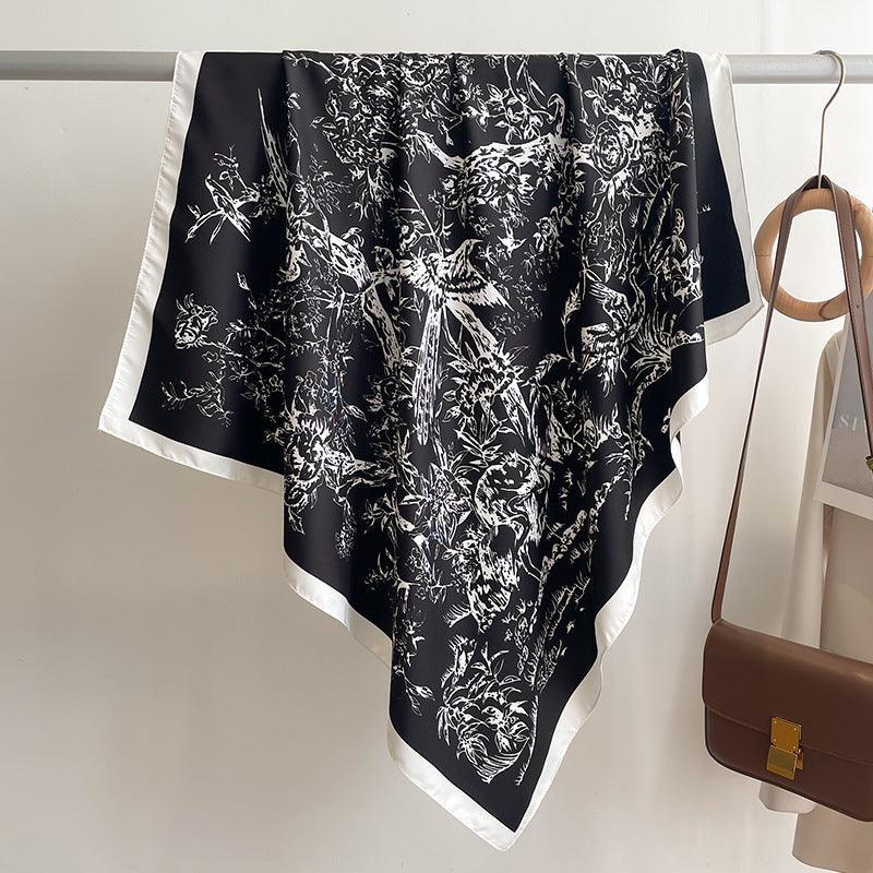 Seidenschal Pferd/Großer quadratischer Schal/Seidentwill-Satin/9090 cm/Seidenschal/Seidenbandana/Großer Satinschal/Geschenk für Sie/Muttertagsgeschenke