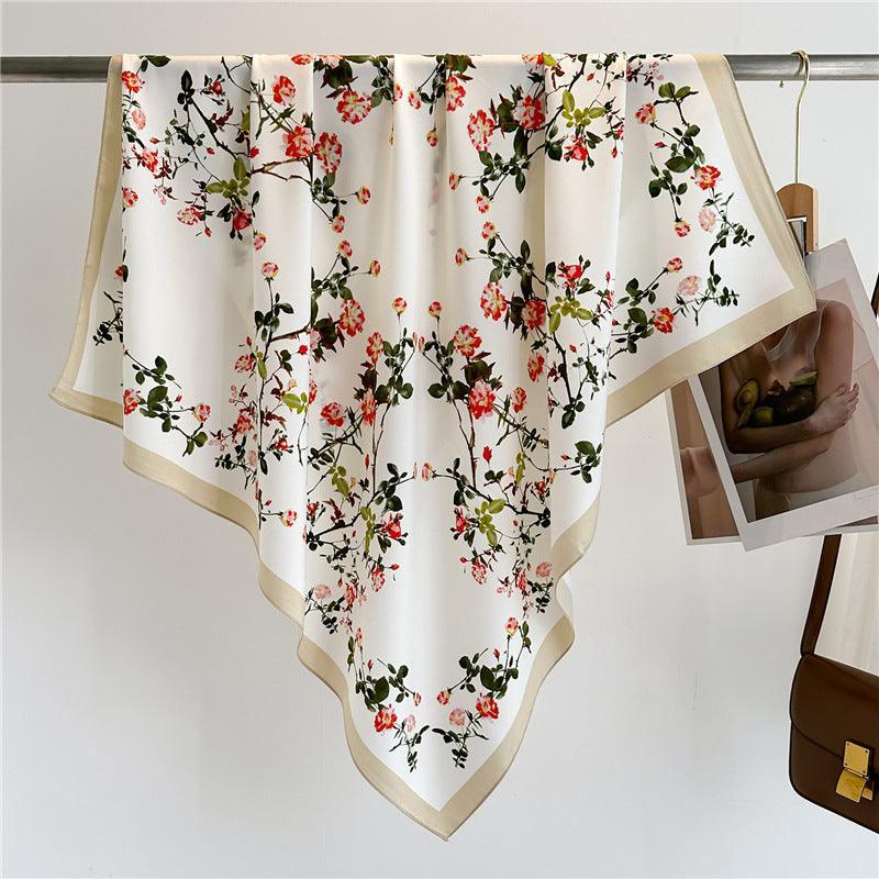 Oriental Aesthetic Chic Large Satin Scarf | 90x90cm Bandana | Twill Satin Shawl | Perfect Gift for Her, Mother&