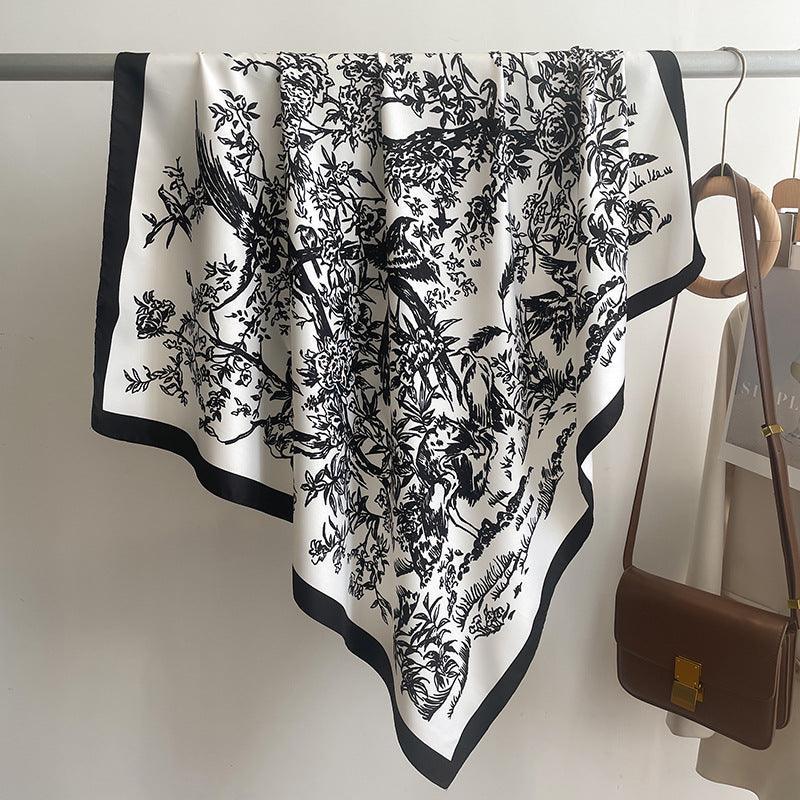 Seidenschal Pferd/Großer quadratischer Schal/Seidentwill-Satin/9090 cm/Seidenschal/Seidenbandana/Großer Satinschal/Geschenk für Sie/Muttertagsgeschenke