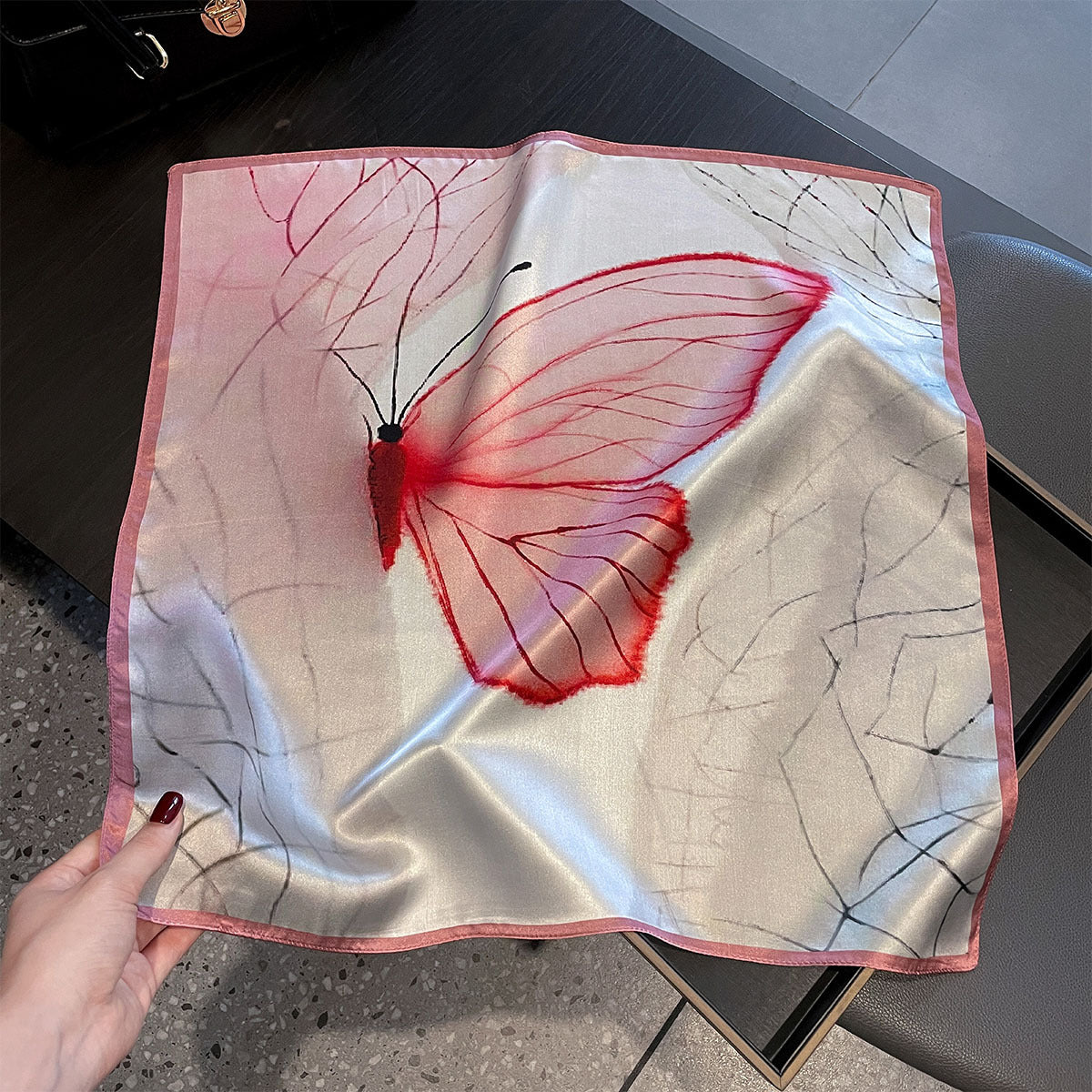 Butterfly Whisper 100% Silk Scarf 53cm – Elegant Giftable Accessory