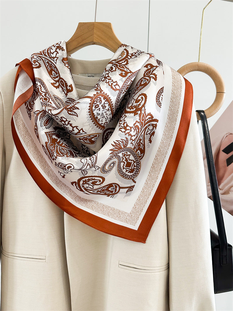 Amber Paisley – 100% Silk Crepe de Chine Scarf 90cm