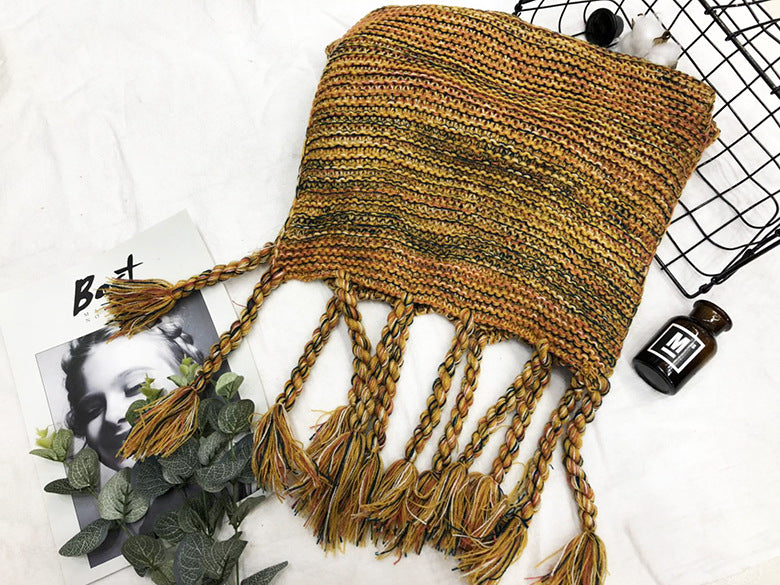 Knitted Wool Scarf for Women Winter New Long All-Matching Warm Advanced Scarf