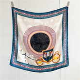 26'' Classic Carriage & Paisley Mulberry Silk Scarf – Timeless Women’s Square Shawl with Heritage-Inspired Design