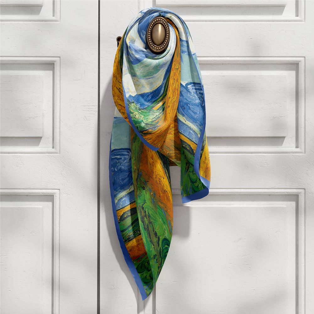 Van Gogh Inspired Long Scarf - 180cm x 70cm, Double-Layer Twill Polyester, Versatile Gift for All Seasons