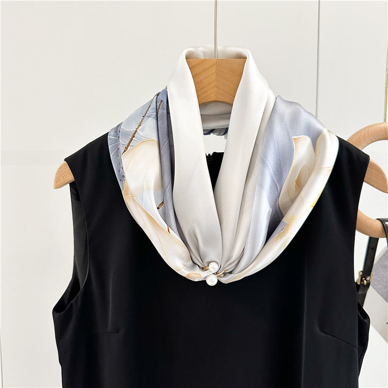 Lotus Whisper – 100% Silk Crepe de Chine Scarf 90cm