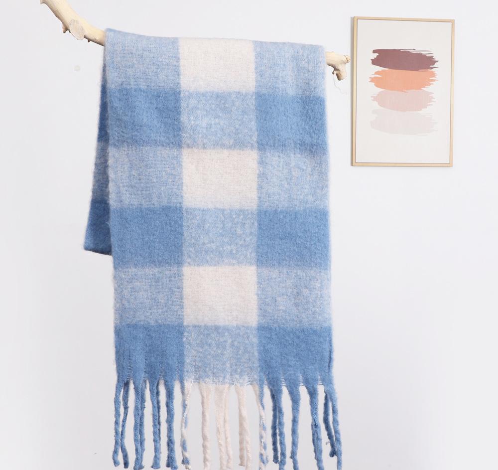 Luxurious Plaid Pattern Cashmere-Like Scarf: Vegan-Friendly Winter Accessory