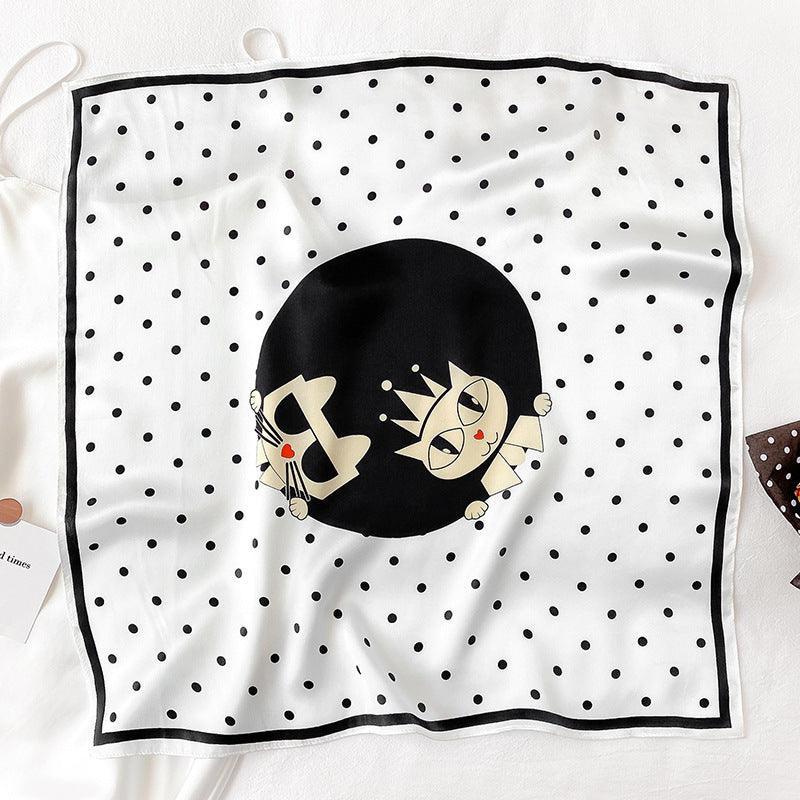 かわいい猫 100% マルベリーシルクスカーフ/シルクヘッドスカーフ/シルクヘアスカーフ/シルクネックスカーフ/母の日ギフト/バッグアクセサリー/彼女へのギフト