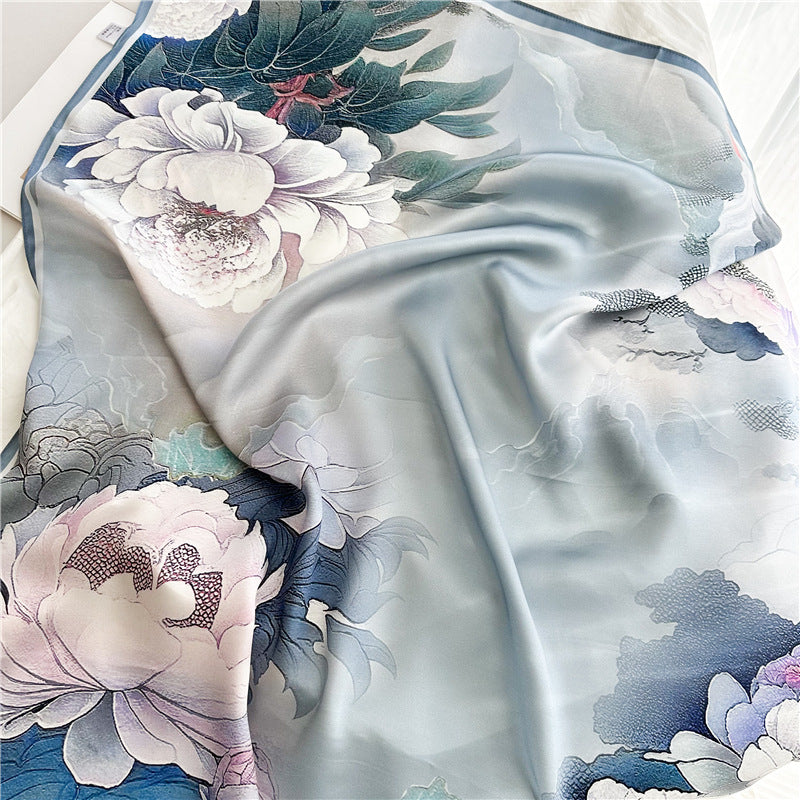 Caramel Paisley – 100% Silk Crepe de Chine Scarf 90cm