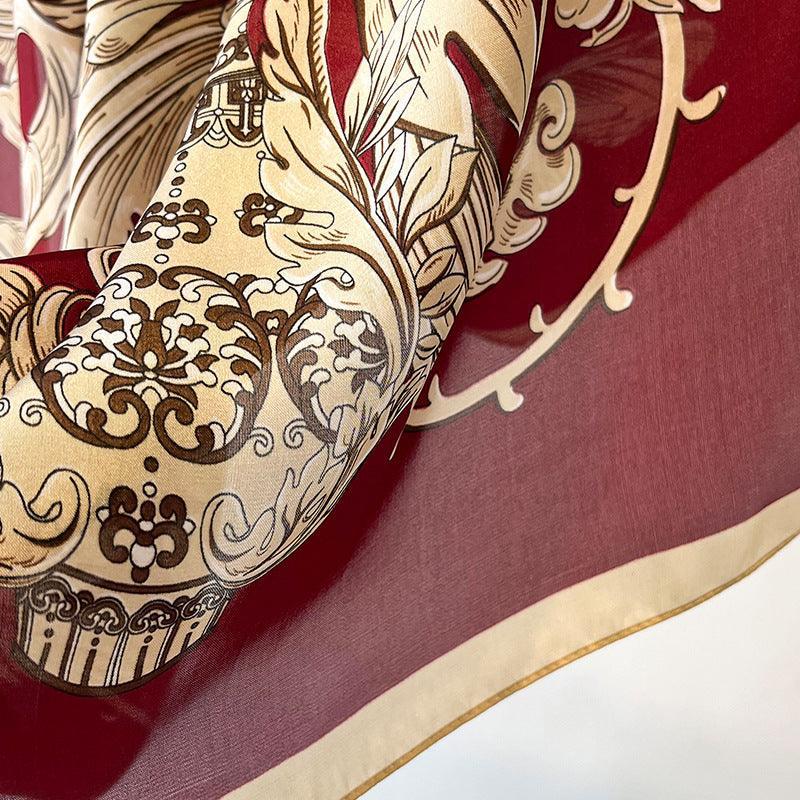 Grüner Boho Flora großer Seidenschal/Seidentwillsatin/90×90cm/Seidenschal/Seidenbandana/Großer Satinschal/Geschenk für Sie/Muttertagsgeschenke