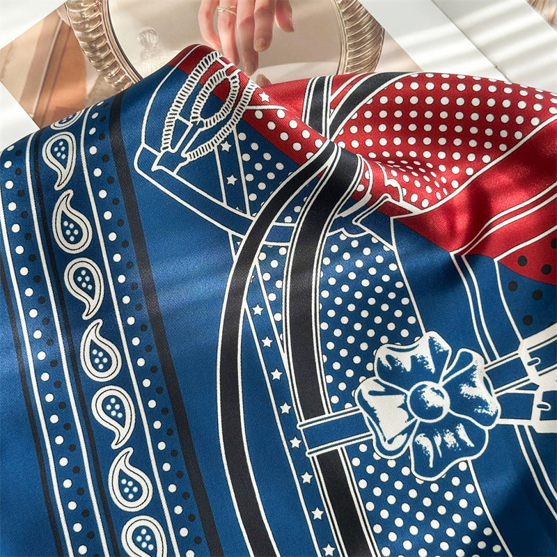 Red & Blue Harness – 100% Silk Twill Scarf 90cm