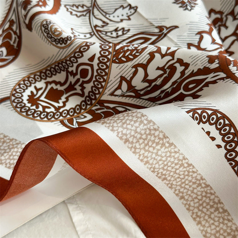 Amber Paisley – 100% Silk Crepe de Chine Scarf 90cm