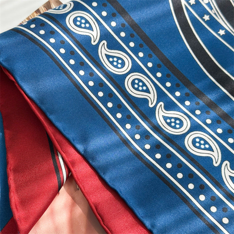 Red & Blue Harness – 100% Silk Twill Scarf 90cm