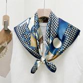 26'' Houndstooth Mulberry Silk Scarf – Classic Square Silk Shawl for Women, Elegant & Timeless Accessory