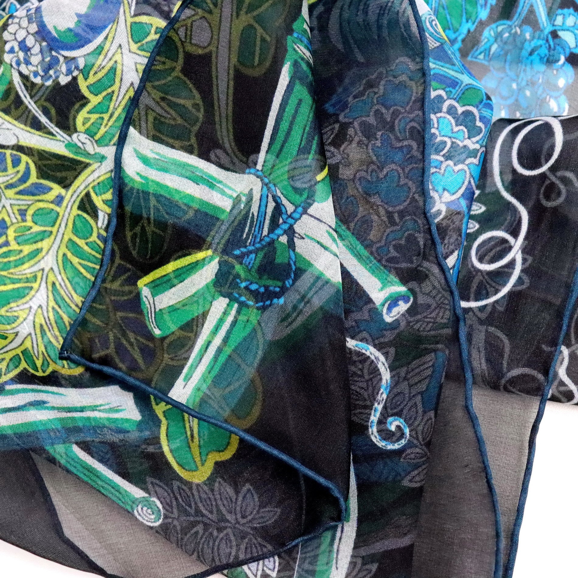 Botanical Garden Silk Chiffon Scarf 110×110cm – Artistic Silk Scarf