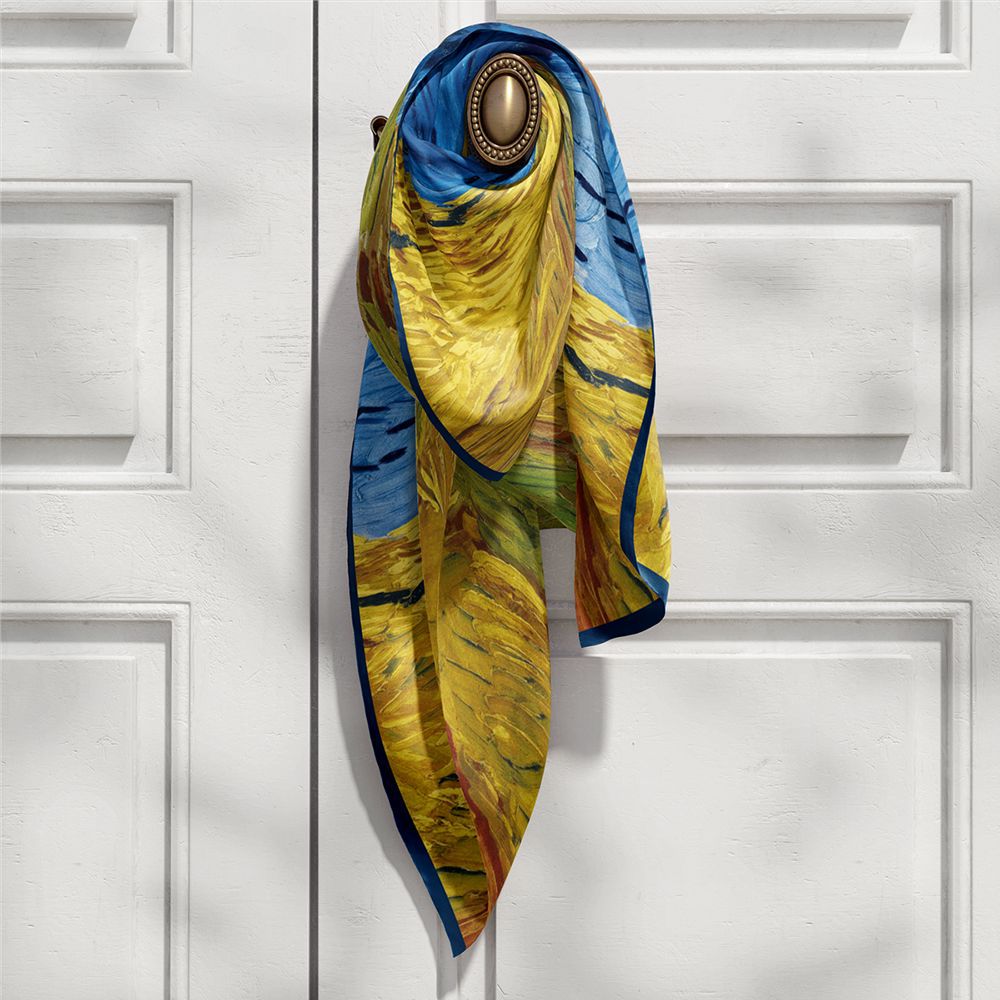 Van Gogh Inspired Long Scarf - 180cm x 70cm, Double-Layer Twill Polyester, Versatile Gift for All Seasons