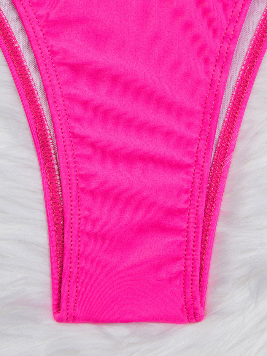 Dark Green Bandeau Bikini - Sexy Drawstring Swimsuit Thong - Split Bikini Beachwear