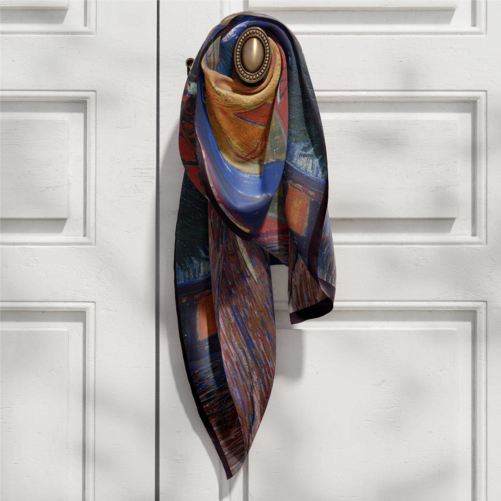 Van Gogh Inspired Long Scarf - 180cm x 70cm, Double-Layer Twill Polyester, Versatile Gift for All Seasons