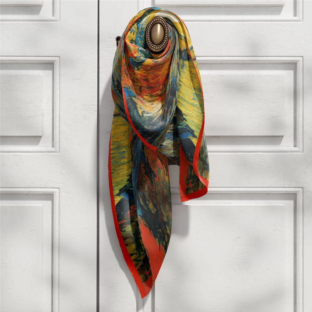 Van Gogh Inspired Long Scarf - 180cm x 70cm, Double-Layer Twill Polyester, Versatile Gift for All Seasons