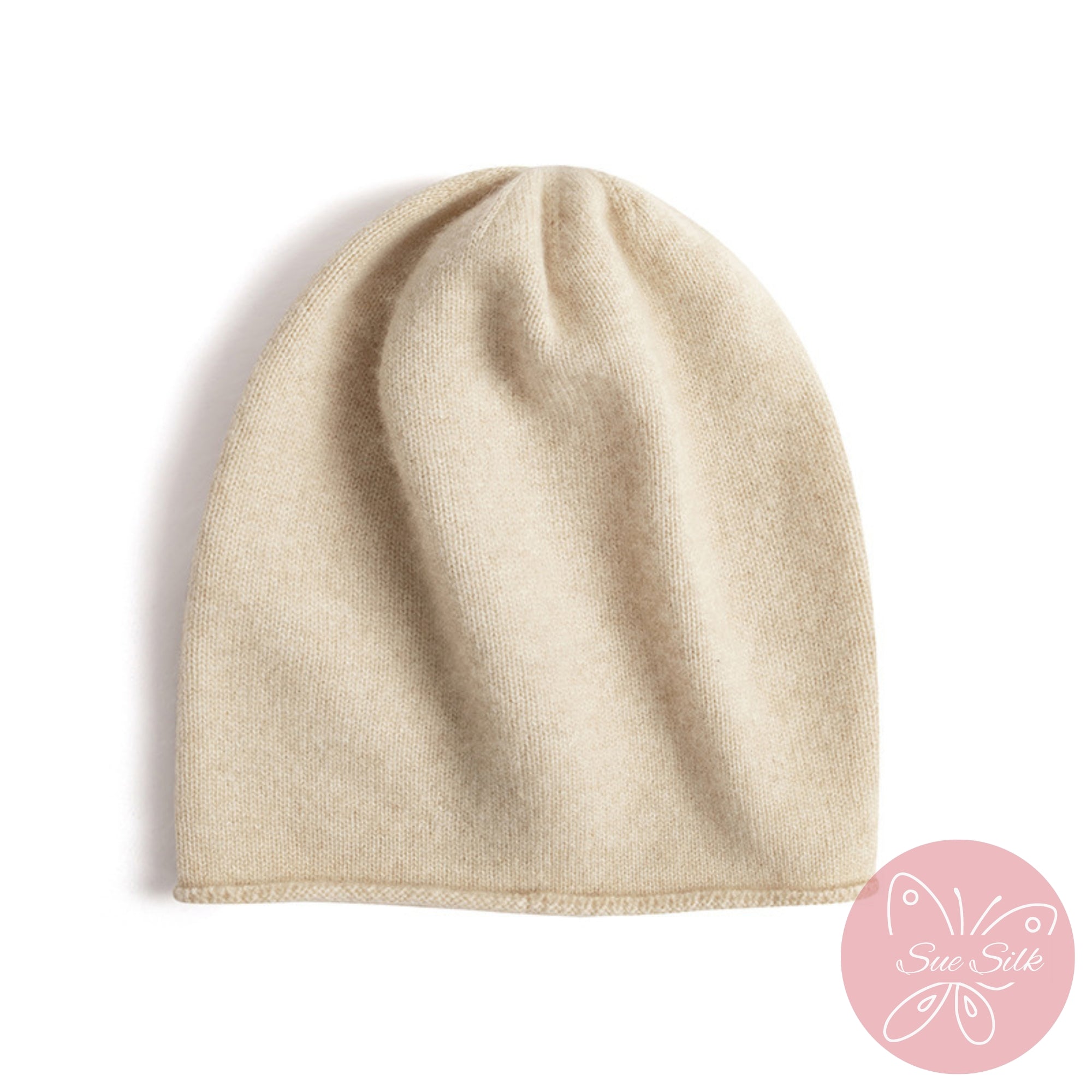 100% Pure Cashmere Knit Beanie – Soft Slouchy Everyday Hat