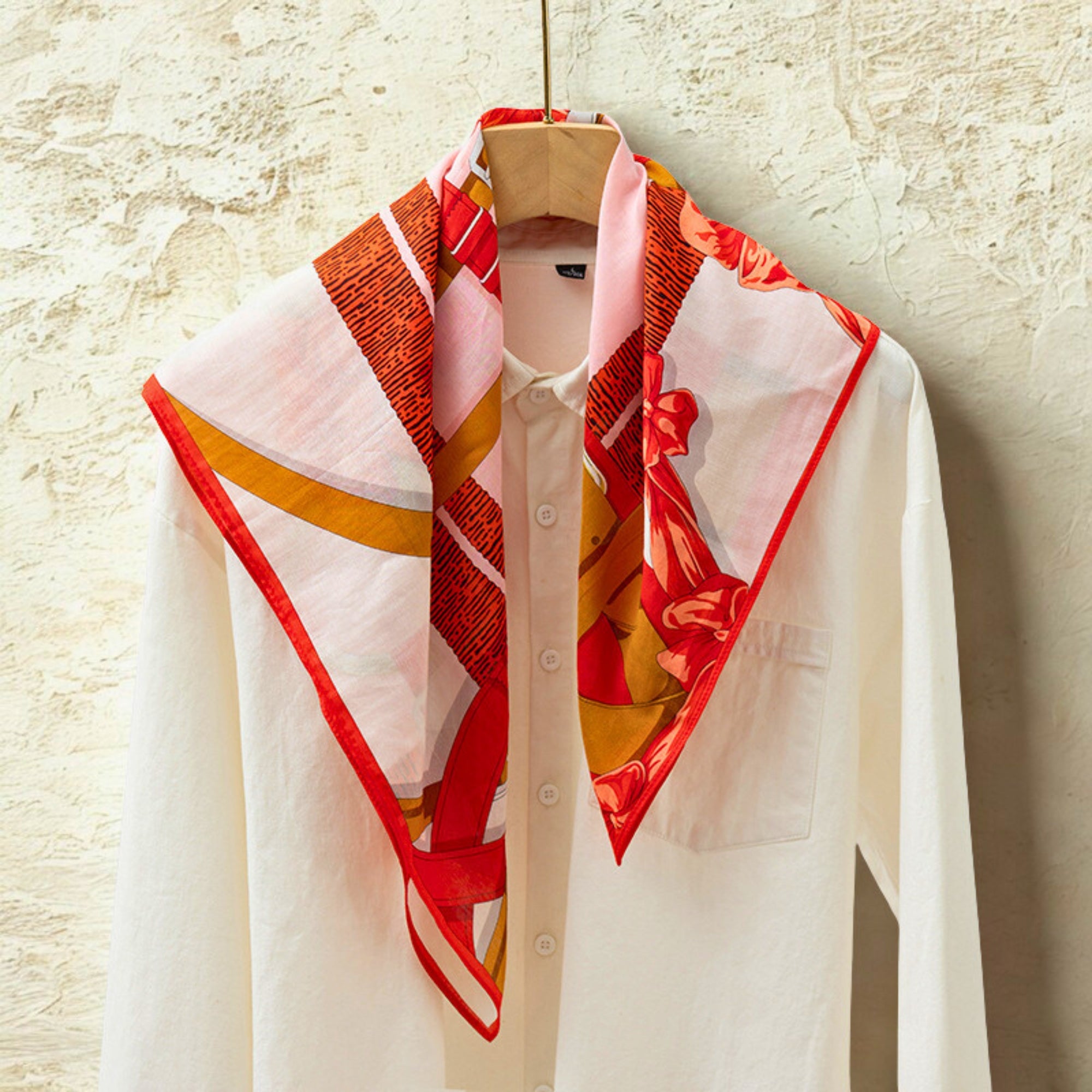 Giftable Silk Cotton Scarf 70cm – Light Floral Print Bandana