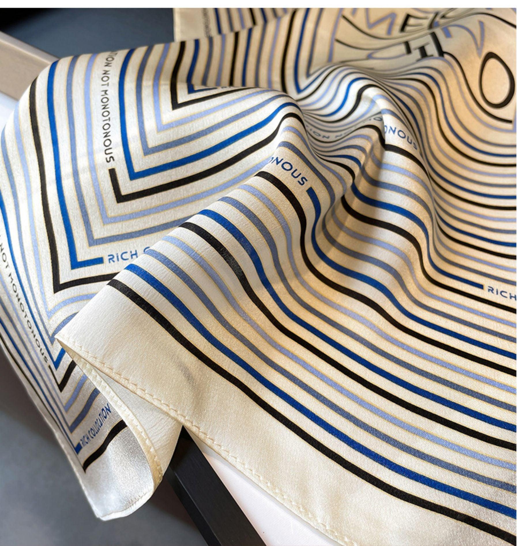 Minimalist Stripe 100% mulberry Silk Scarf/Silk head scarf/Silk hair scarf/Silk neck scarf/Mother&