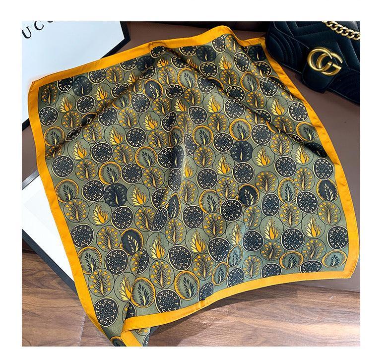 Botanical Floral Polka Dots 100% mulberry Silk Scarf/Silk head scarf/Silk hair scarf/Silk neck scarf/Mother&