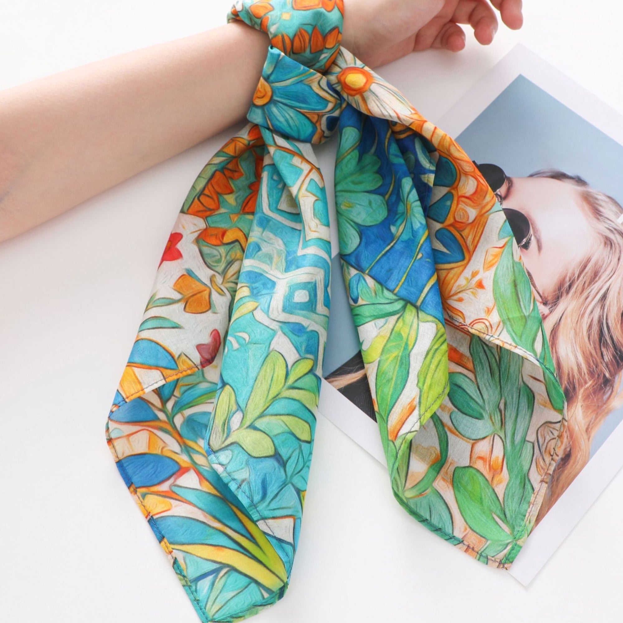 Artisan Palette Silk Cotton Scarf 70cm – Painterly Giftable Scarf for Summer