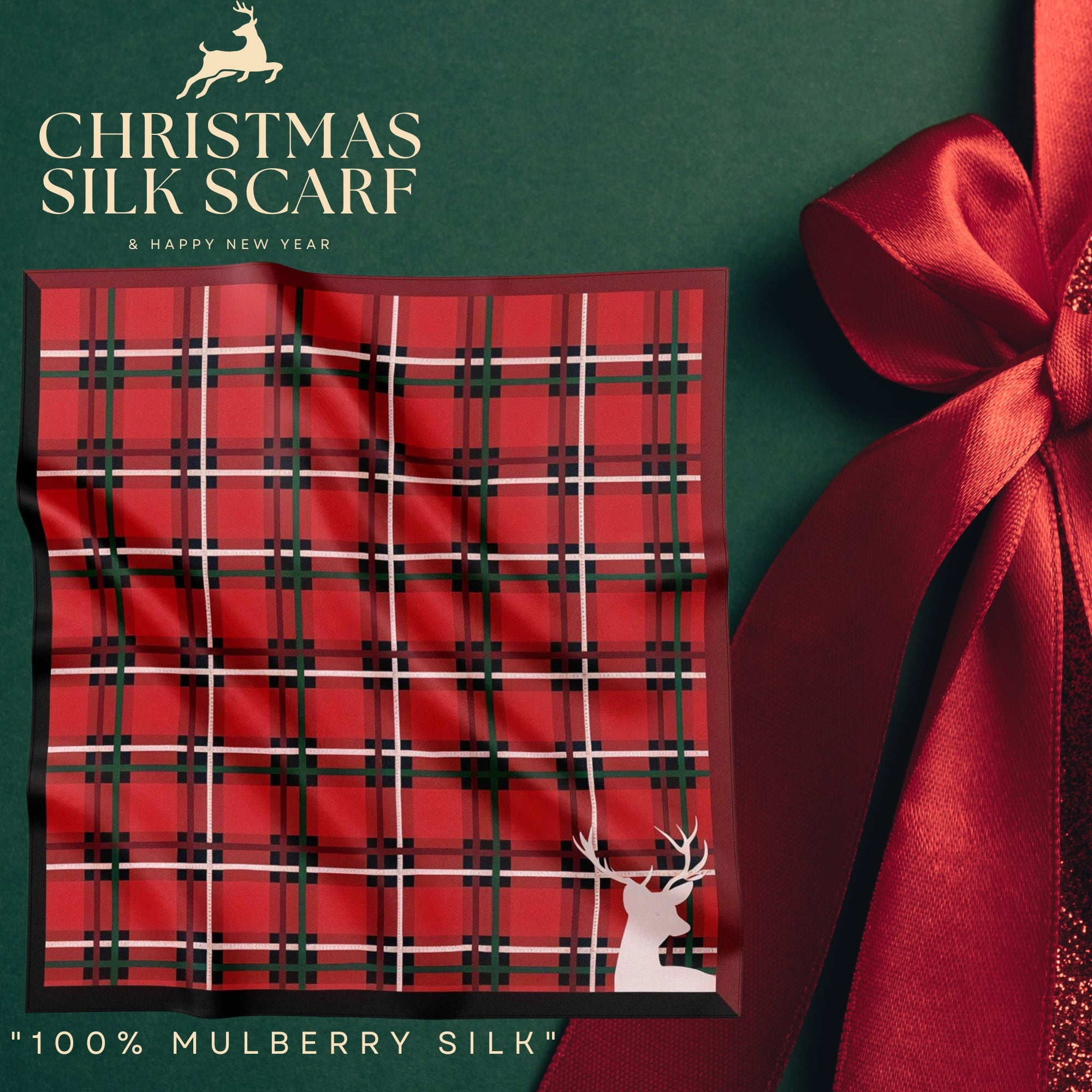 Festive 100% Silk Scarf 53cm – Playful Holiday Prints for All Ages