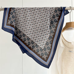 26'' Blue Polka Dot Mulberry Silk Scarf – Old Money Style Square Silk Shawl for Women, Elegant & Timeless Accessory